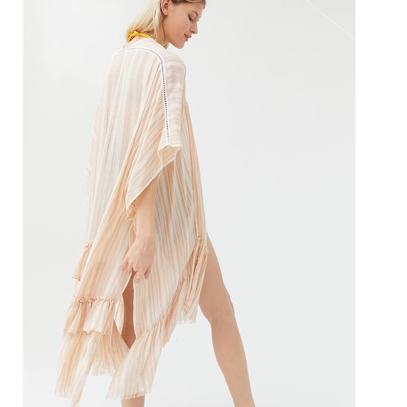 NEW UO striped ruffle duster/kimono/cover up - Picture 2 of 6
